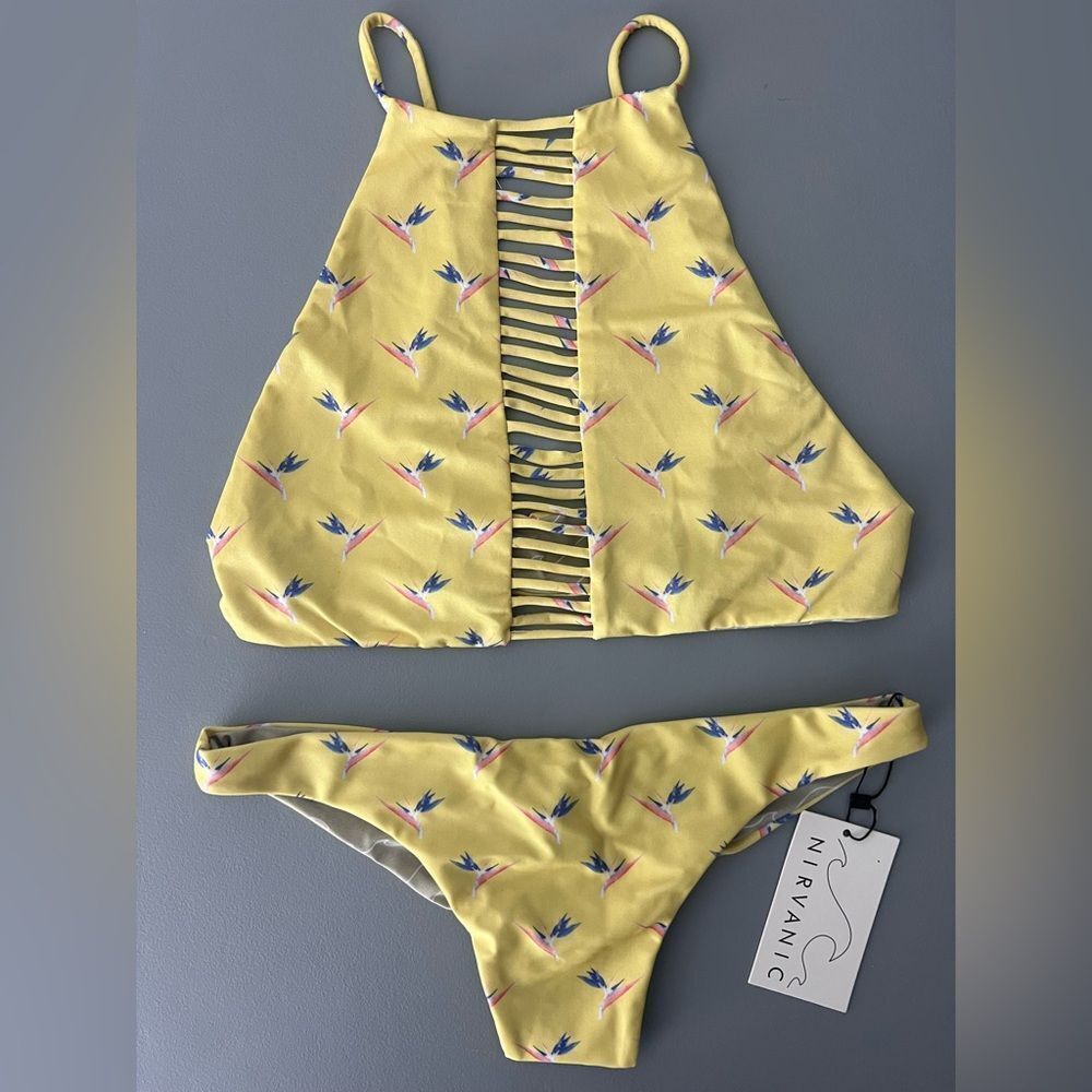 NWT Nirvanic BIRD OF PARADISE BARIS TOP & FLORIS BOTTOM Swim Set Size M
